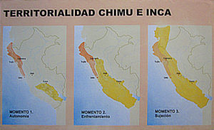 En rouge: les Chimus; En jaune : les Incas